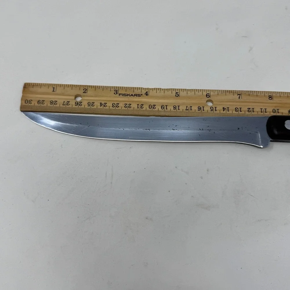 Vintage Ka-Bar Carbon Chrome Slicing Knife 8 Inch Blade Brown‎ Handle